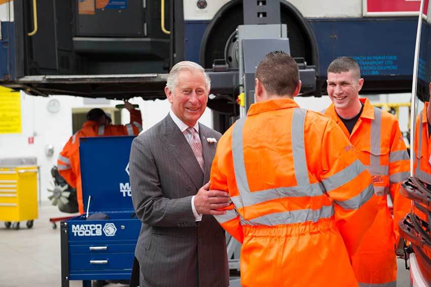 HRH Prince Charles, Duke of Rothesay spoke to apprentices at GTG Training during his visit