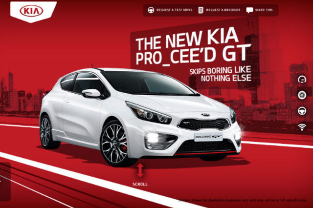 You can experience the Kia Pro_Cee'd GT online at kia.co.uk