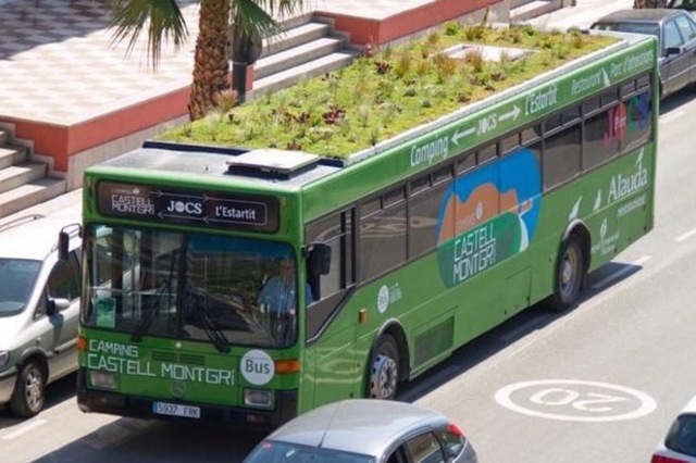 The plants are watered using condensation from the bus’s air conditioning which is normally a wasted by-product